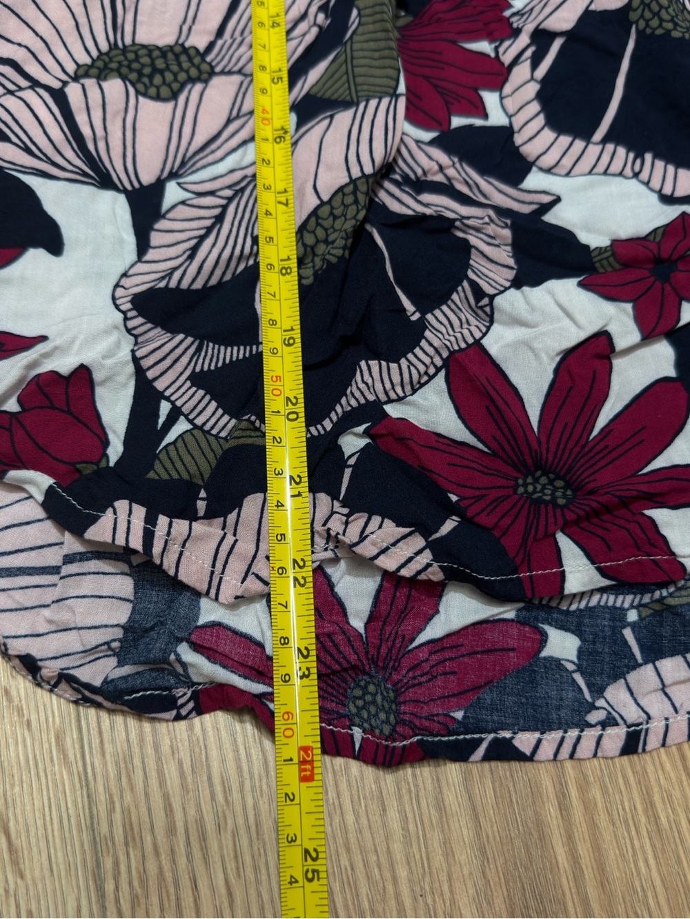 LOFT Navy, Pink & Burgundy Floral V-Neck Pullover Blouse - Picture 3 of 5